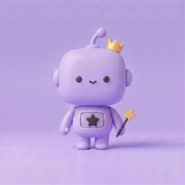 Lavender DeBot with golden crown and star wand